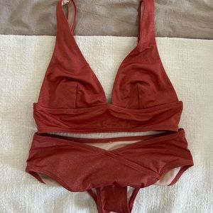 Coral Metallic Bikini Set